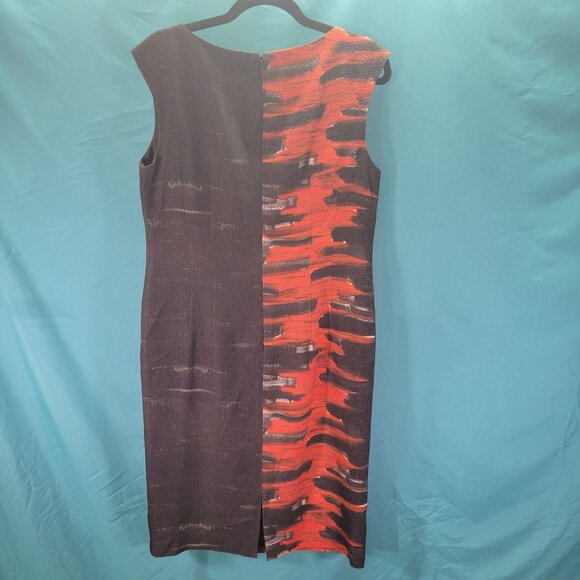 Lafayette 148 New York Sleeveless Dress Size 10 Black & Red Abstract Pattern - Picture 5 of 7